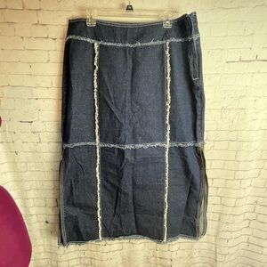 Hi Jeans size 20W dark wash denim jean maxi skirt frayed design